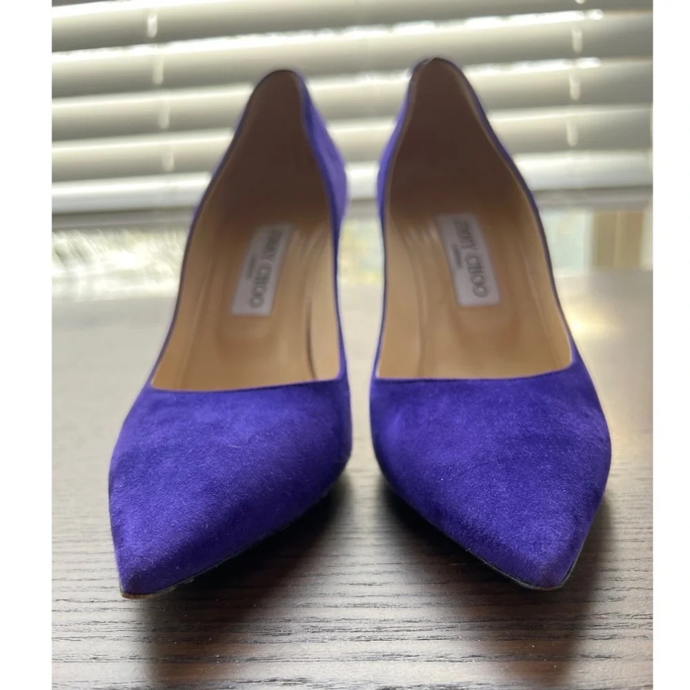 Jimmy Choo Electric Blue Suede Pointed-Toe Pumps